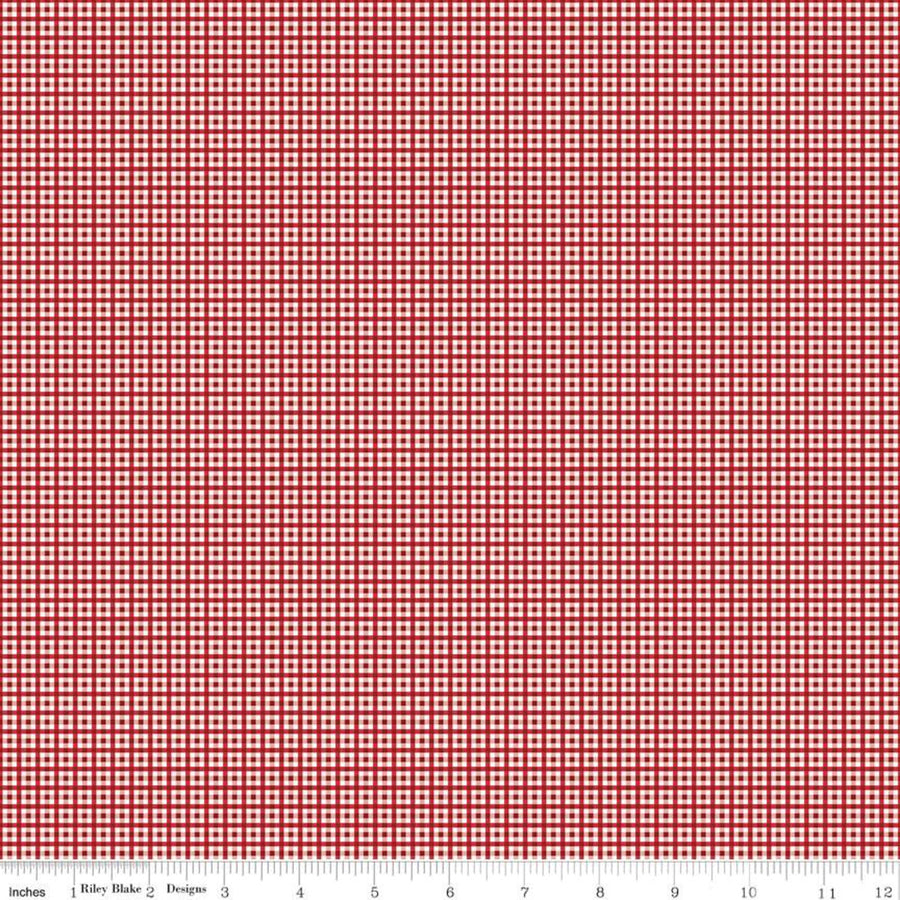 Bee Plaids 25cm C12025 Barnred Lori Holt For Riley Blake Designs Sew Can I